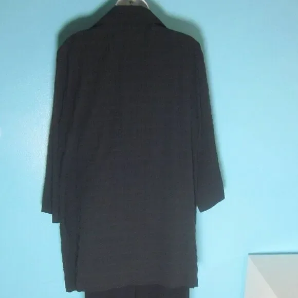 Moonlight Y&S Womens Size XL Textured Black Cotton Oversized 3/4 Sleeve Jacket